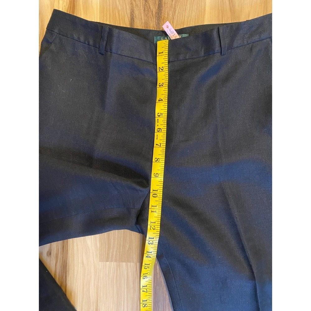 Lauren Ralph Lauren Womens Black 100% Linen Straight Leg Lined Pants Size 12 - Picture 4 of 9